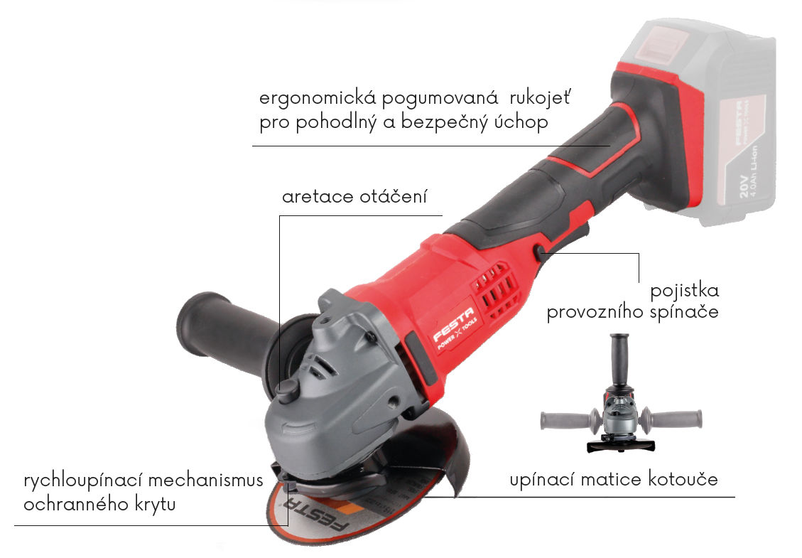 aku úhlová bruska 115 mm festa detail produktu